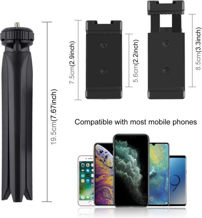 Image du produit Puluz Pocket Mini Plastic Tripod Mount with Phone Clamp for Smartphones (Black) (Matières plastiques)