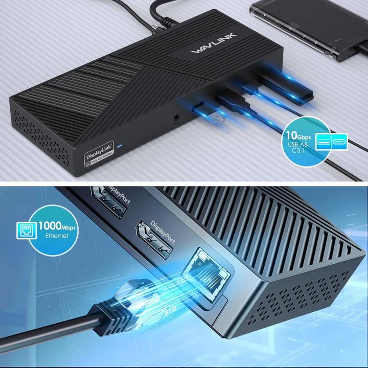 Actual product image Wavlink Displaylink Docking Station (USB-C, 6 ports)