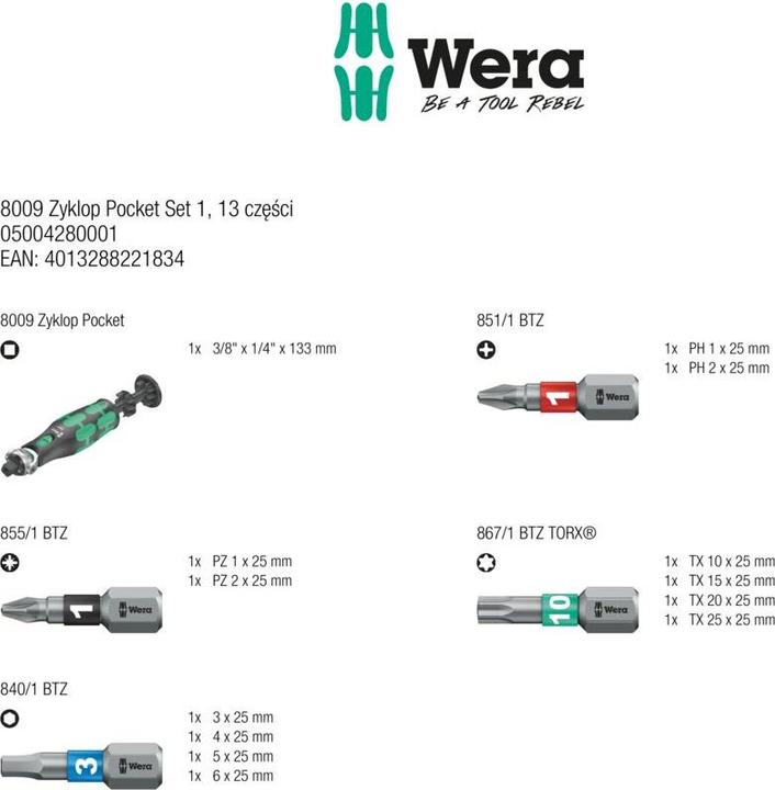 Produktbild Wera 8009 Zyklop Pocket Set 1