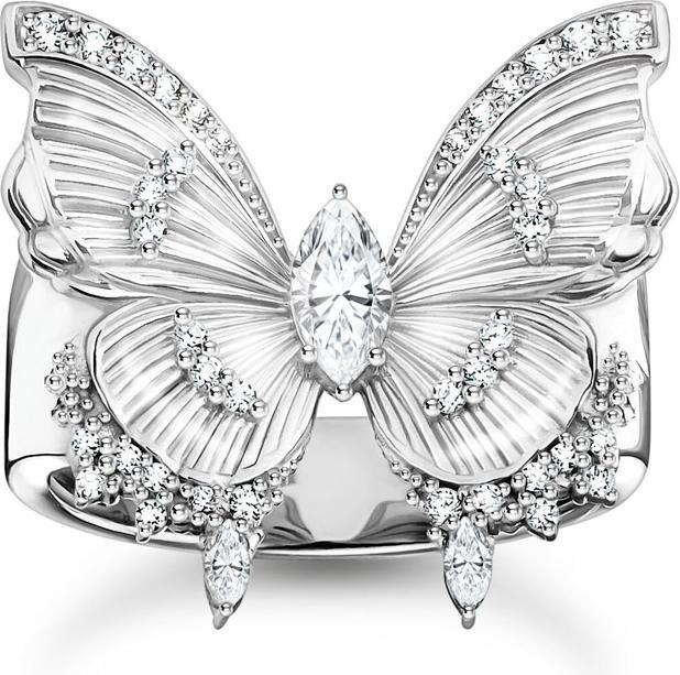 Immagine prodotto Thomas Sabo Cocktailring Schmetterling Butterfly Paradise mit Steinen Silber (52, 925 Argento)