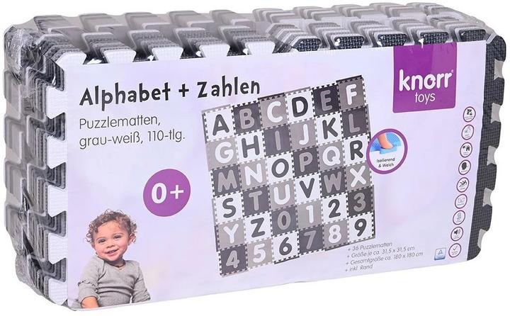 Actual product image Knorrtoys Puzzlematte - "Alphabet + Zahlen" grau-weiss (180 x 180 cm)