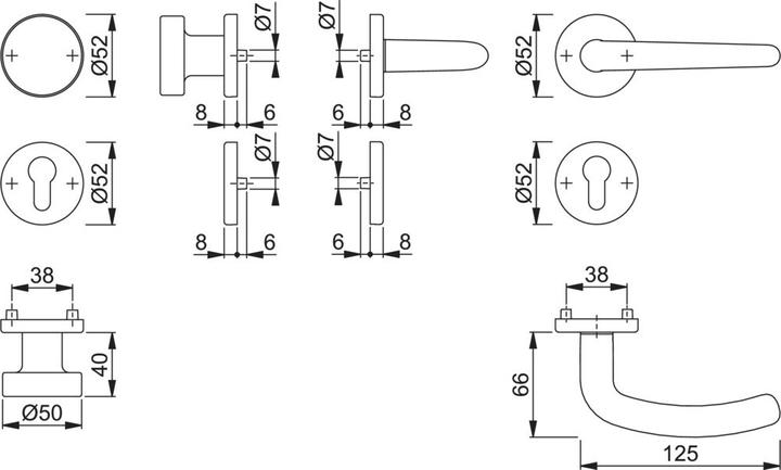 Productafbeelding Hoppe Rosetten-Drückergarnituur F69 PZ (Deurgreep)