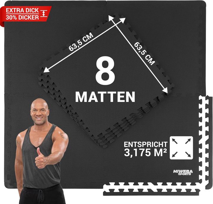 Produktbild Miweba Bodenschutzmatte BS-100 8er Set 62x62cm Anthrazit (1.20 cm)