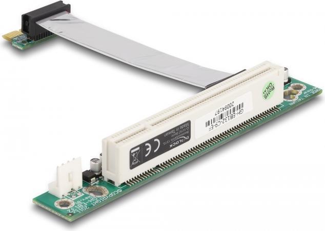 Produktbild Delock Riser Karte PCI Express x1 > PCI 32Bit mit flexiblem Kabel links gerichtet