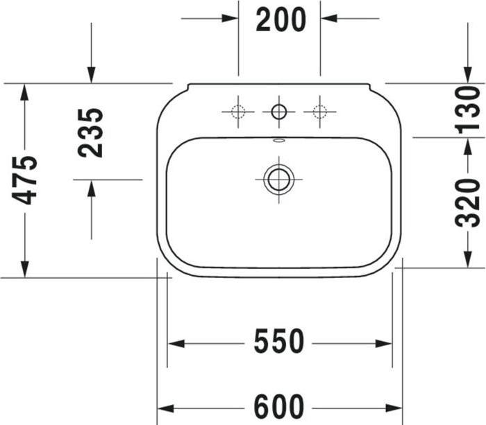 Produktbild Duravit Waschtisch Happy D.2 60 cm wei 2316600000 (475 mm, 600 mm)