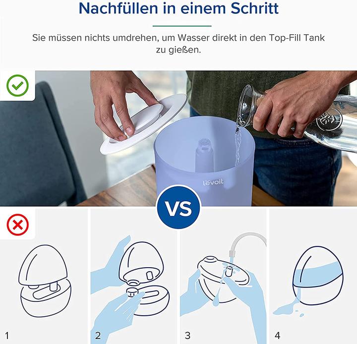 Actual product image Levoit Top-Fill Humidifier 3L, Blue (26 m²)