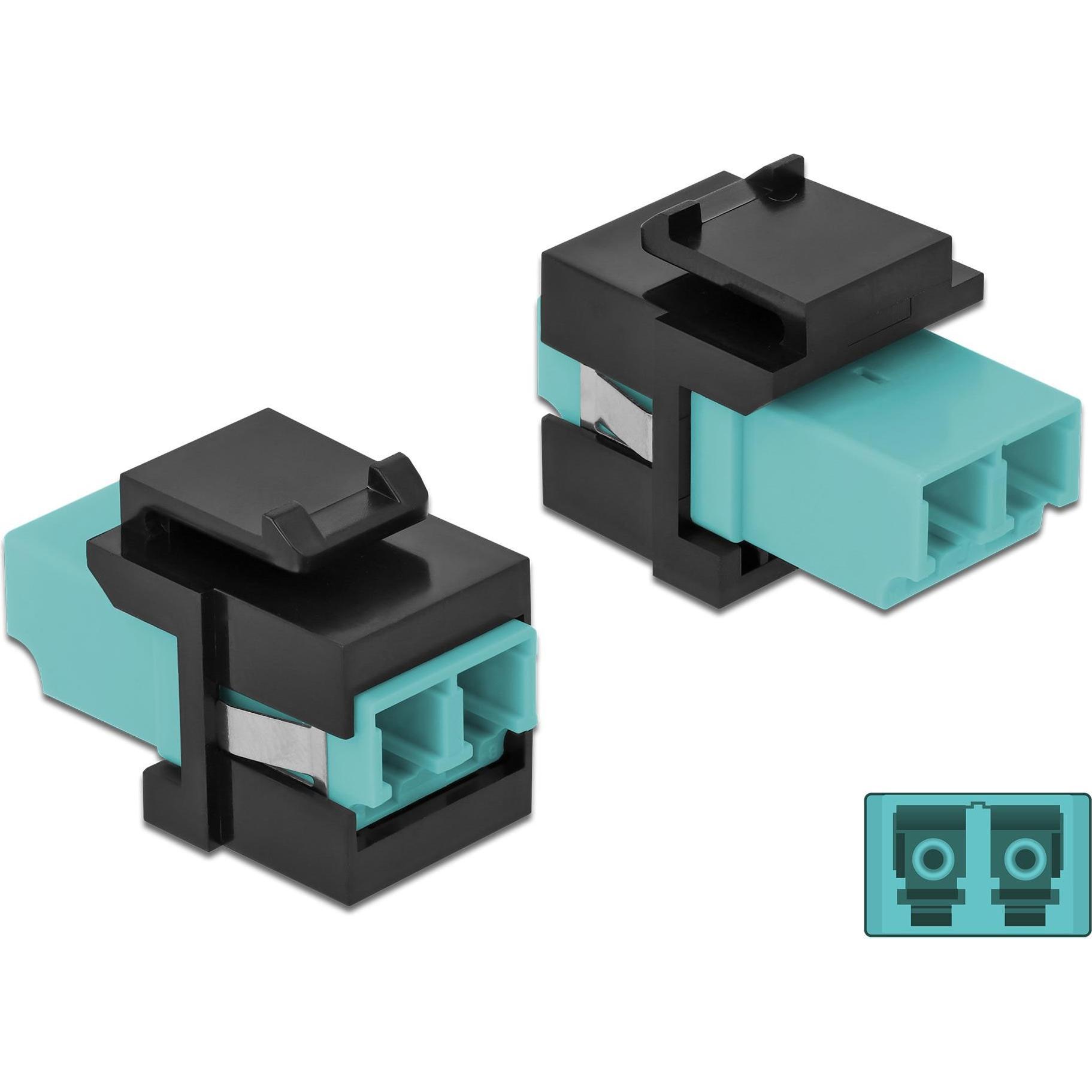 Thumbnail - Delock Keystone Modul LC Duplex Buchse zu LC Duplex Buchse aqua / schwarz (Keystone Modul), Netzwerk Zubehör