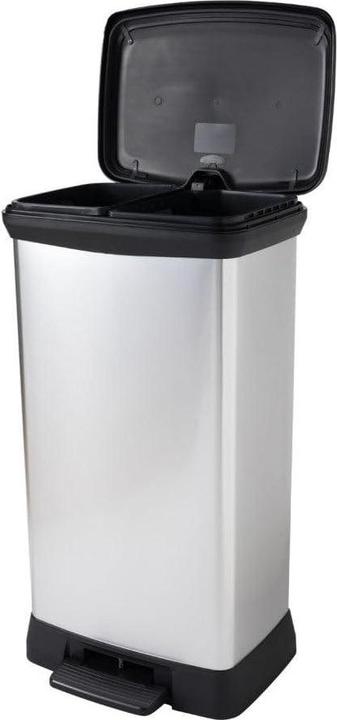Productafbeelding Curver Decobin Duo Prullenbak - 23L+23L - Rechthoekig - Zilver metallic (46 l)