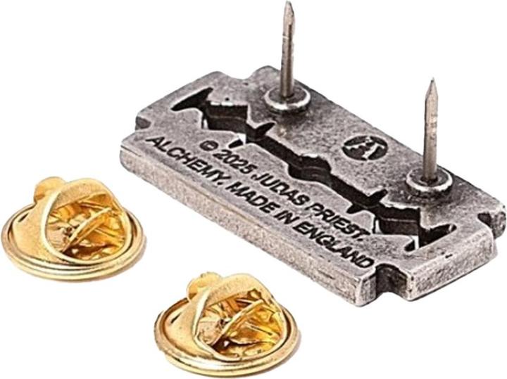 Actual product image Judas Priest Razor Blade Badge