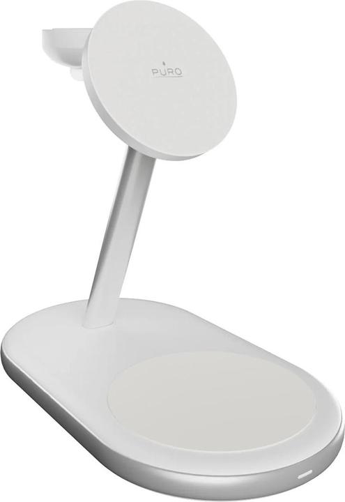 Actual product image Puro Mag Station Qi2 3-in-1 Kabelloses Ladegerät Kompatibel mit MagSafe - Weiss (30 W)