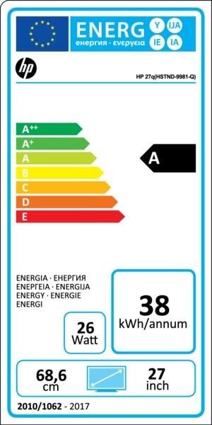 Energy Label HP 27q (2560 x 1440 pixels)