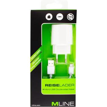Thumbnail - M line Mline Reiselader Micro USB weiss HMICROUSB3501WHDS, USB Ladegerät, Weiss