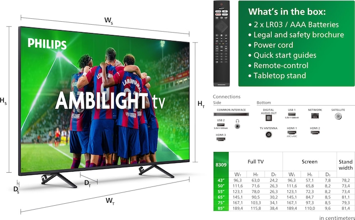 Produktbild Philips 55PUS8309/12 (55", PUS8309, LED, 4K, 2024)
