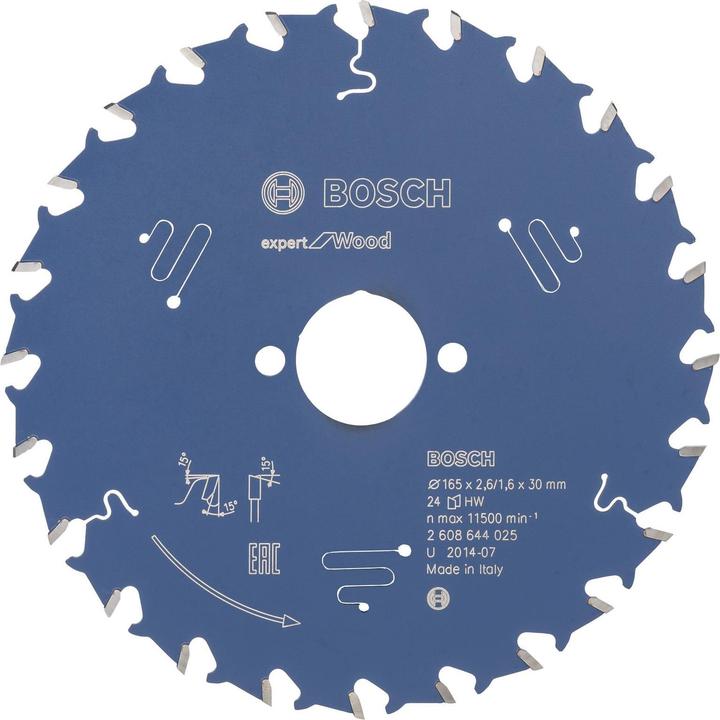 Produktbild Bosch Professional Zubehör Kreissägeblatt Expert for Wood, 165 x 30 x 2,6 mm, 24