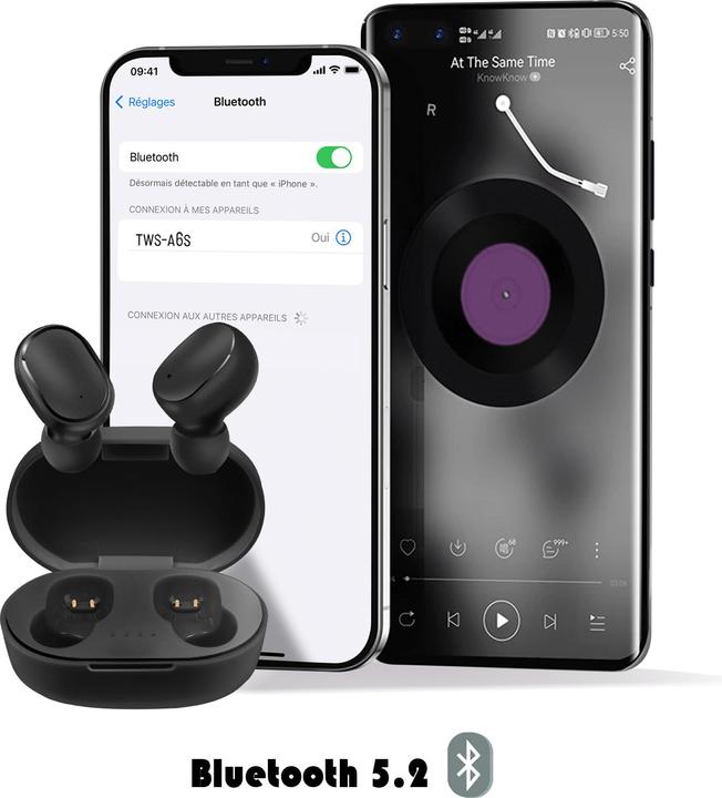Image du produit Avizar Casque Bluetooth 5.2 TWS + boîtier de charge (ANC, 3 h, Sans fil)