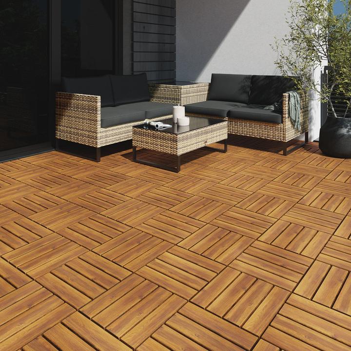 Actual product image tectake 20er Set Terrassenfliesen Tabula Akazienholz, je 4 Lamellen (20 x)