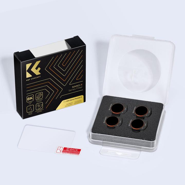 K&F Concept 4pcs Filter Kit, Magnetic ND8/PL+ND16/PL+ND32/PL+ND64/PL, HD, Anti-Reflection Green Coating, Waterpr (Osmo Pocket 3)