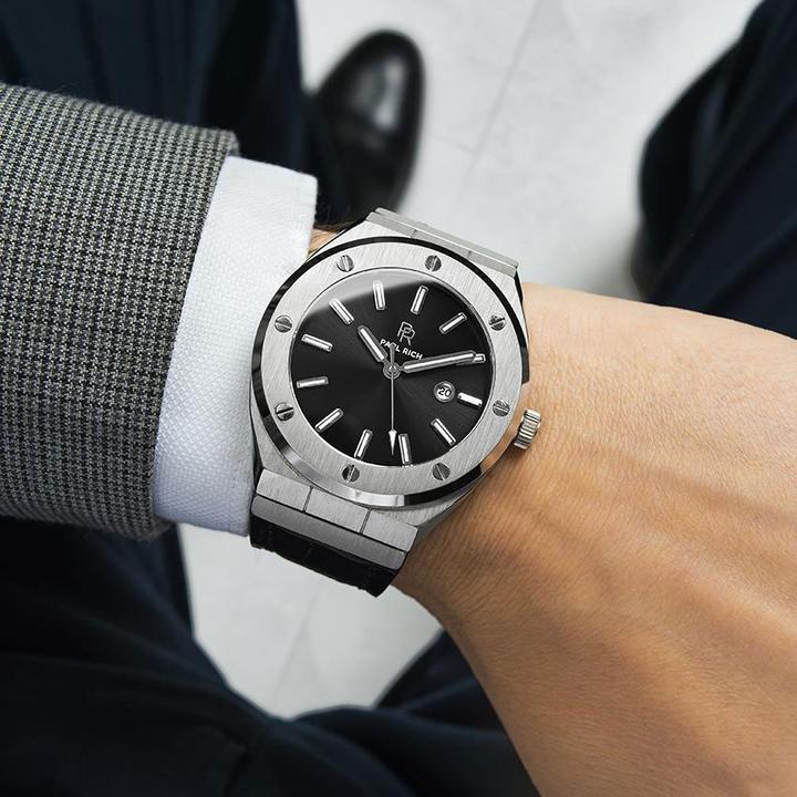 Immagine prodotto Paul Rich Firma in pelle nera di carbonio (Orologio da polso analogico, 45 mm)