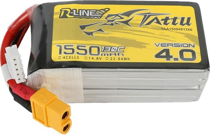 Image du produit Dronefactory Tattu R-Line version 4.0 1550mAh 14.8V 130C 4S1P Lipo avec XT60 (14.80 V, 1550 mAh)