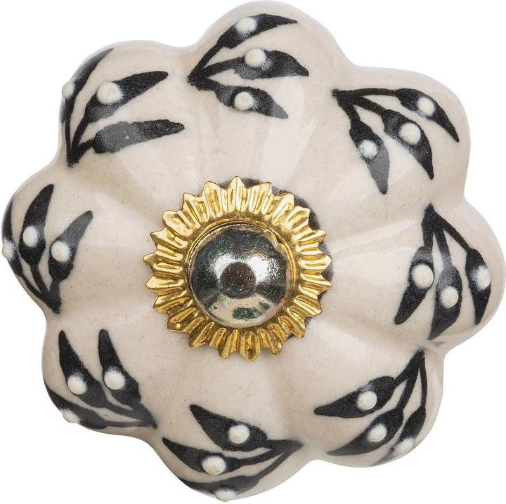 Tranquillo Möbelgriff handgemacht, Ø 4.5 cm, Weiss/Gold