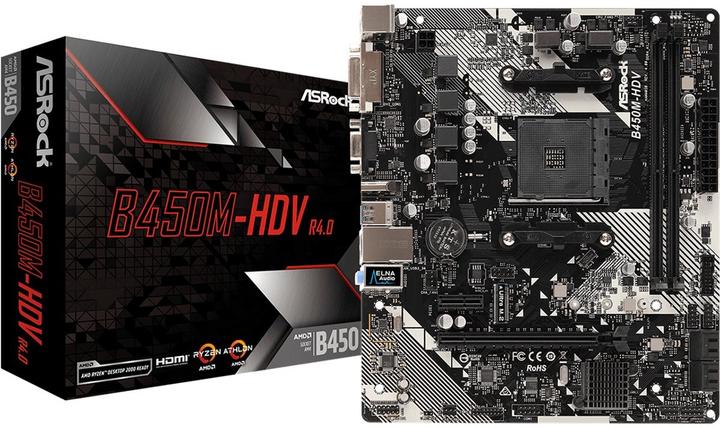 AsRock B450M-HDV R4.0 B450 (AM4, AMD B450, mATX)