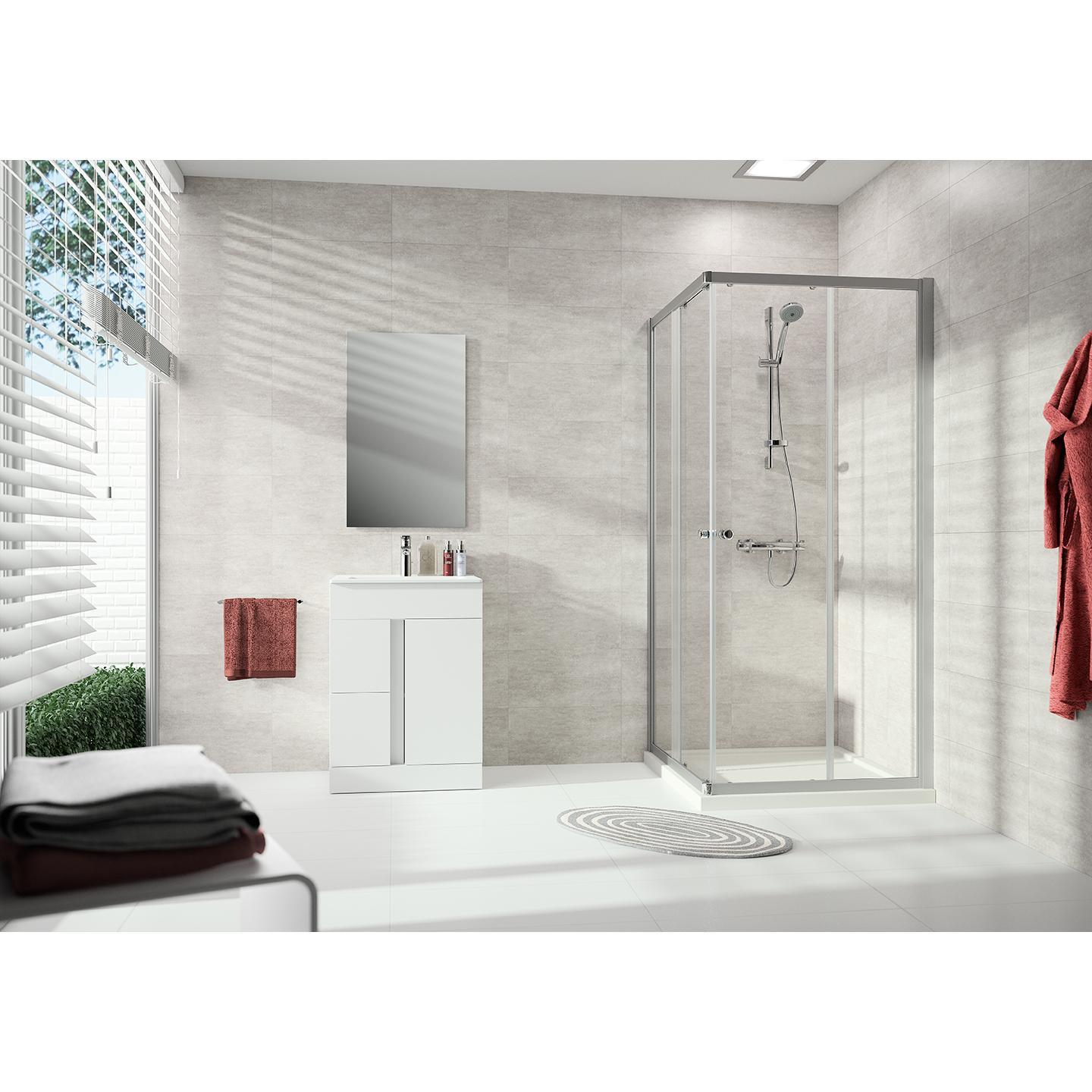 Hüppe, Duschkabine + Duschwand, Alpha 2 Gleittüreckeinstieg, 2-teilig, 4-Eck, teilgerahmt, 750x900x2000mm (214 cm, 93 cm...