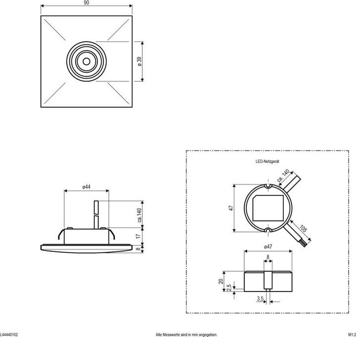 Actual product image EVN LED recessed ceiling light L44440102incl. power supply unit (380 lm, IP44)