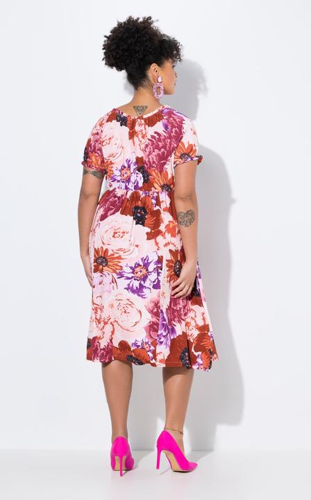Actual product image Miamoda Midi-Jerseykleid, A-Linie, Allover-Print, Carmen-Ausschnitt (50)