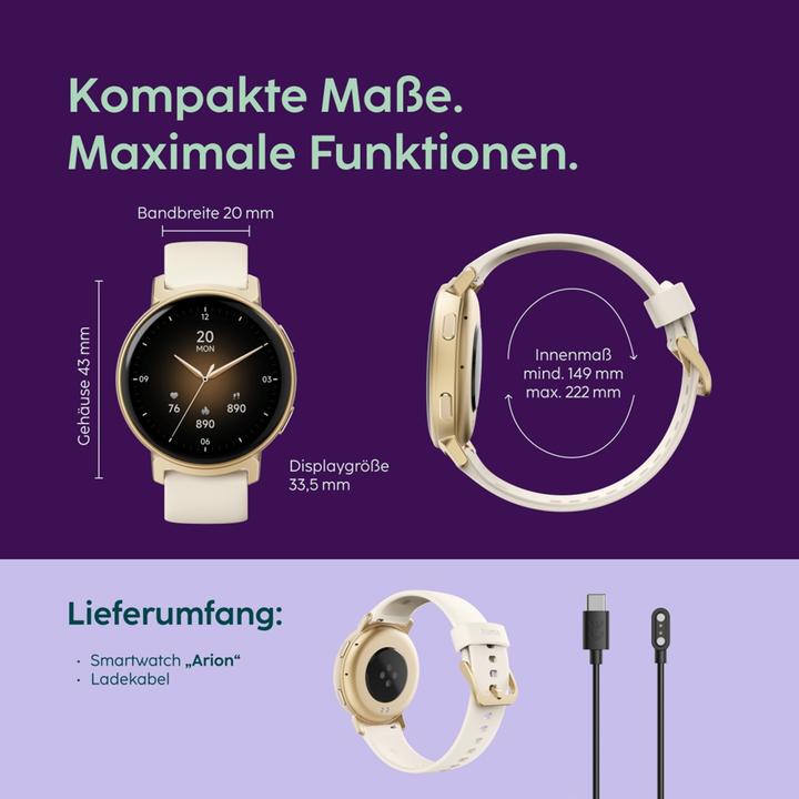Image du produit Hama Smartwatch Arion, mit Telefonunktion, gold (43 mm)