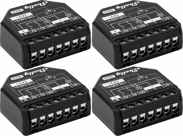Shelly WLAN-Schaltaktor 2PM Gen3, 2 Kanal, Bluetooth, 4 Stück (Schaltaktor)