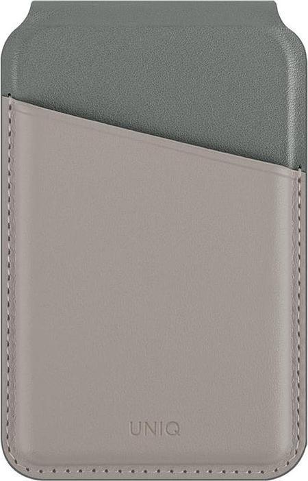 Uniq Lyden DS magnetyczny portfel RFID i stojak na telefon beżowo-zielony/ivory-lichen green
