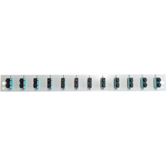 EFB Elektronik Bestückte Frontblende mit 12 x SC Duplex Kupplung vertikal, grau (UTP, 0.01 m), Netzwerkkabel