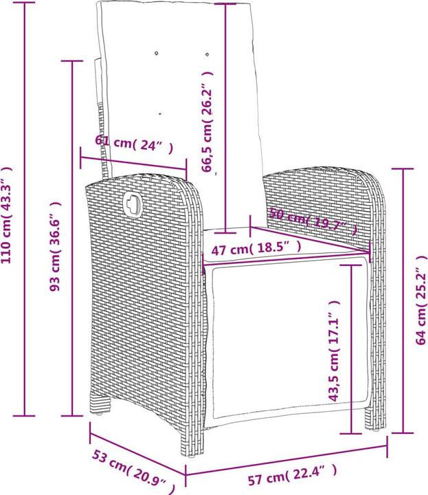 Produktbild vidaXL Gartensessel mit Fussteil 2 Stk. Verstellbar