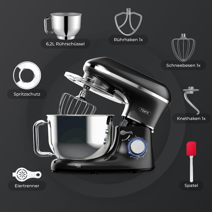 Produktbild Fentic Knetmaschine mit Rührhaken (2000 W, 6.20 l)