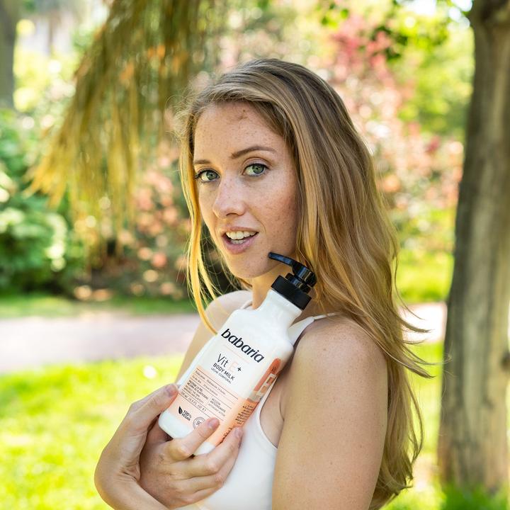 Actual product image Babaria VITAMIN E+ body milk 100% vegan 500 ml (Body milk, 500 ml)