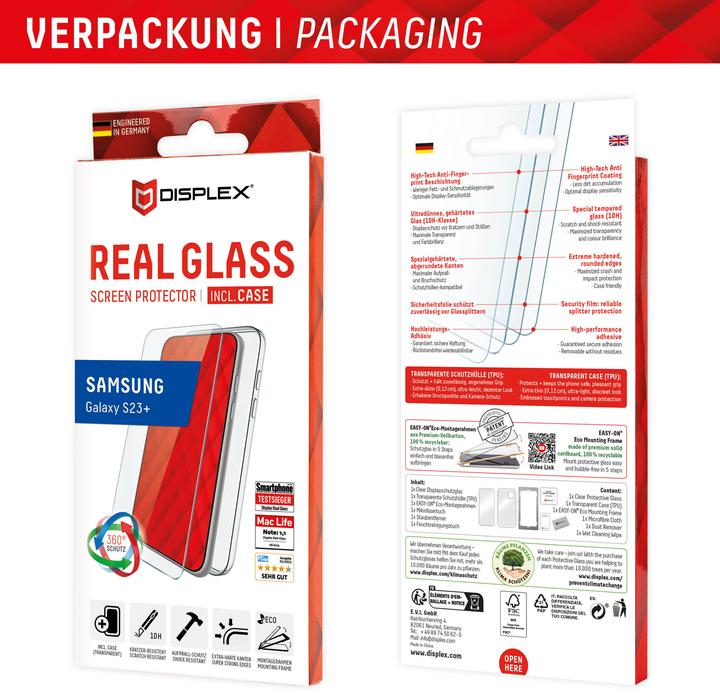Produktbild Displex Real Glass, 2D Panzerglas + Handyhülle (1 Stk., Samsung Galaxy S22+, Samsung Galaxy S23+)