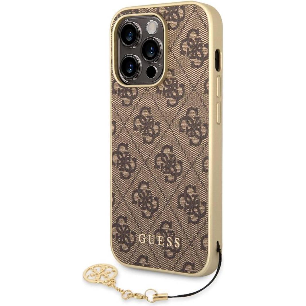 Guess GUHCP14LGF4GBR iPhone 14 Pro 6,1" brązowy/brown hardcase 4G Charms Collection (Apple iPhone 14 Pro), Smartphone Hü...