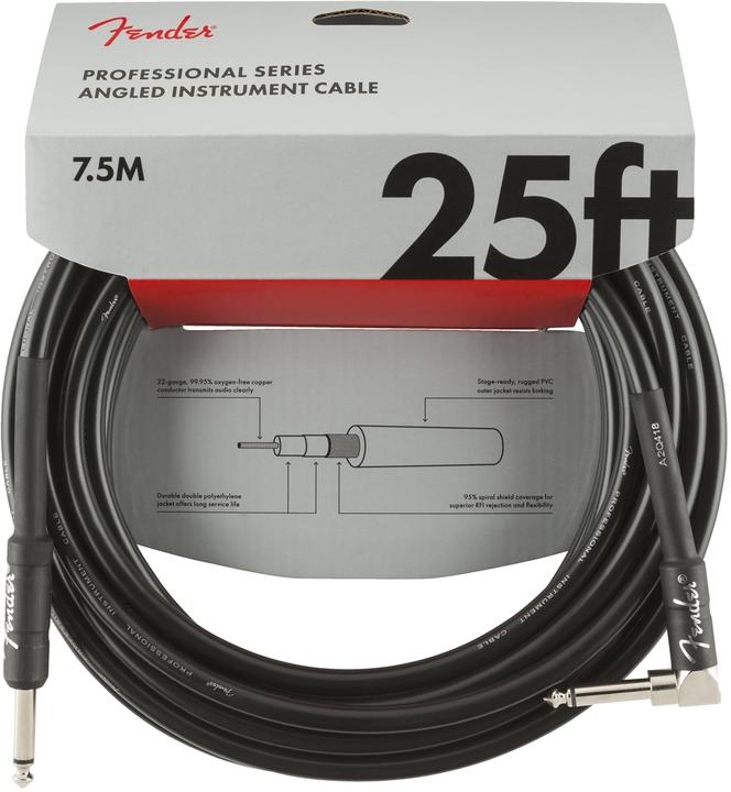 Image du produit Fender Câble Professional 7,5m bk angled (7.50 m, Câble jack 6,3 mm)