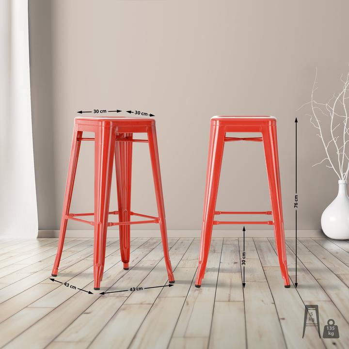 Immagine prodotto CLP Set di 2 sgabelli da bar Joshua, rosso
