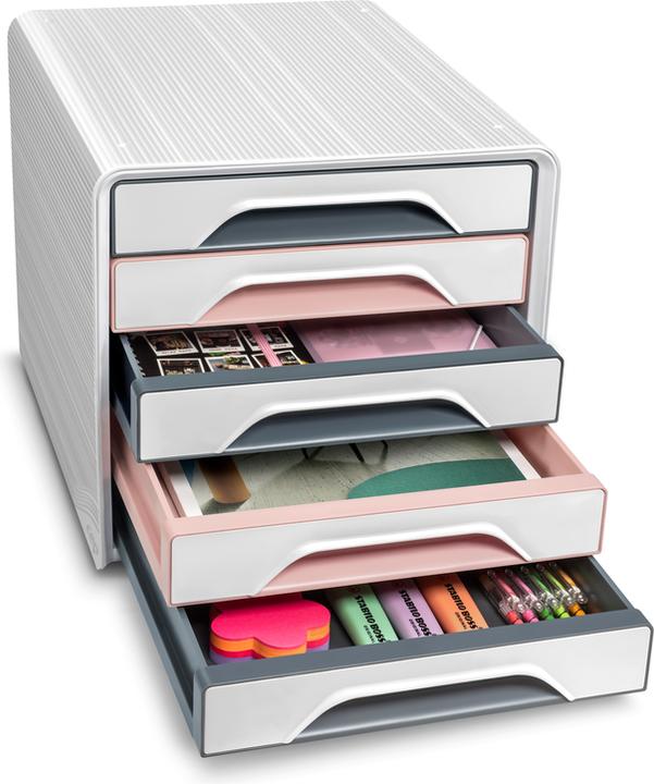 Produktbild Cep Schubladenbox Smoove Mineral 7-111 5 Schubladen weiss/grau/pink (A4)