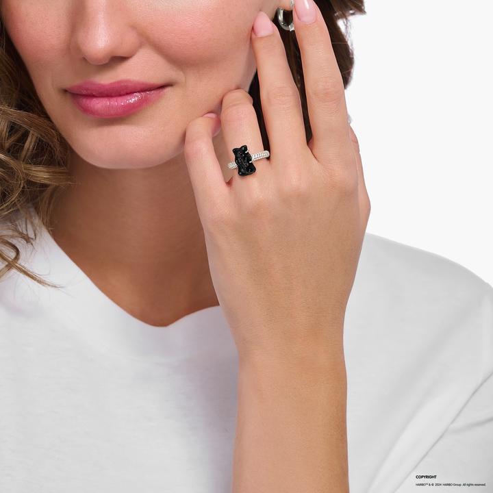 Produktbild Thomas Sabo Ring mit schwarzem Goldbären und Steinen (60, 925 Silber)