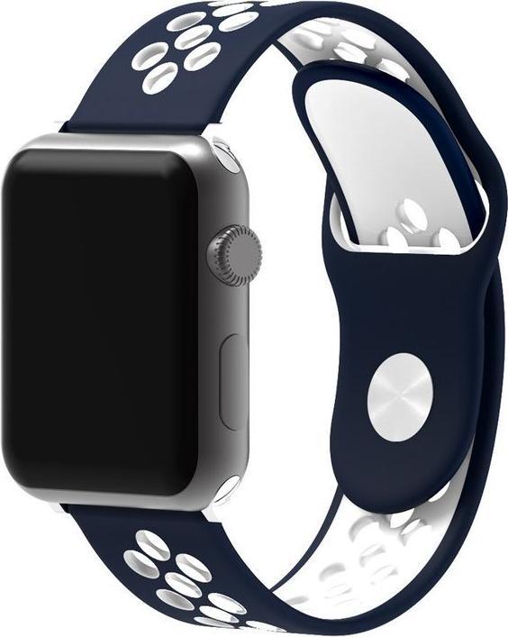 Immagine prodotto Hermex Apple Watch 44mm / 42mm S / M Silicone Sport Strap Cinturino Morbido BLU BIANCO (44 mm, 42 mm, Silicone)