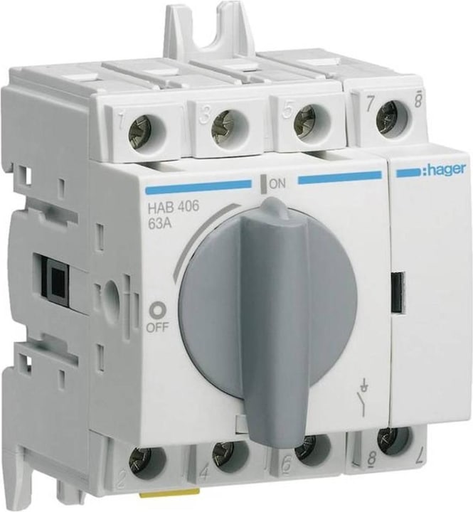 Hager Switch-disconnector 4-pole HAB406 63A for top-hat rail or mounting plate (4-pole)
