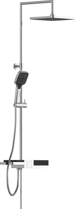 Produktbild Schütte Regendusche Bad BLUEPERL Überkopfbrause-Set Chrom Schwarz Ablage Duschsystem Regenbrause 60566