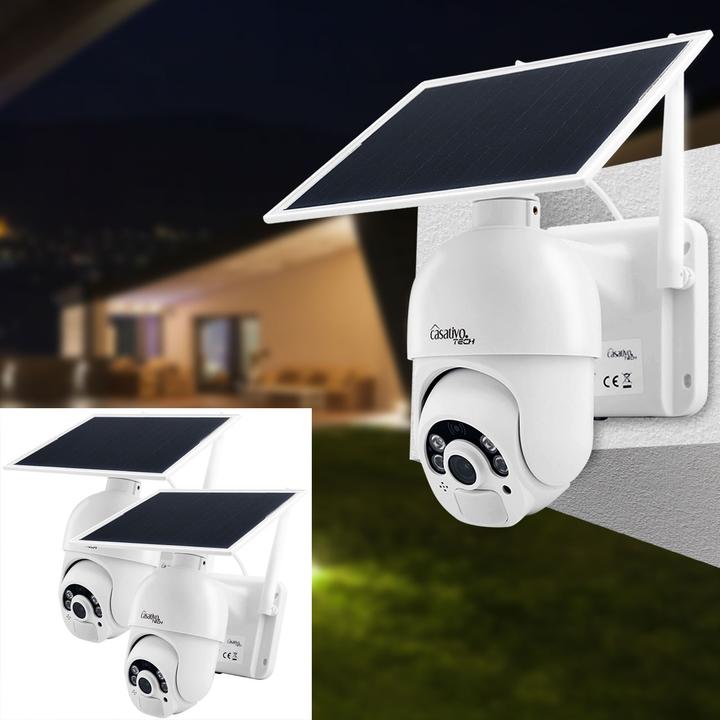 Produktbild Casativo Pan-Tilt Überwachungskamera mit Full-HD, Akku&Solarpanel, IP66, 2er-Set (1920 x 1080 Pixels)
