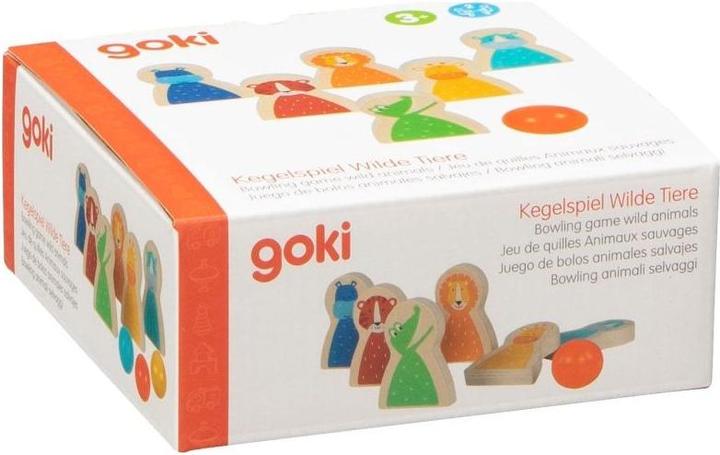 Produktbild Goki Kegelspiel Wilde Tiere (Deutsch, Italienisch, Französisch, Englisch)