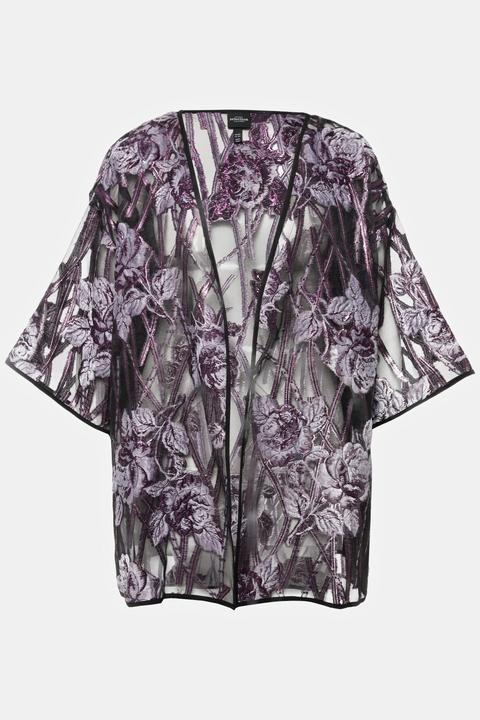 Immagine prodotto Ulla Popken Giacca a camicia con design floreale, scollo a V e maniche a 3/4 (54)