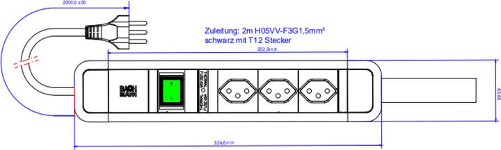 Image du produit Bachmann Prises multiples BACH (3x, Type 13, 2 m)