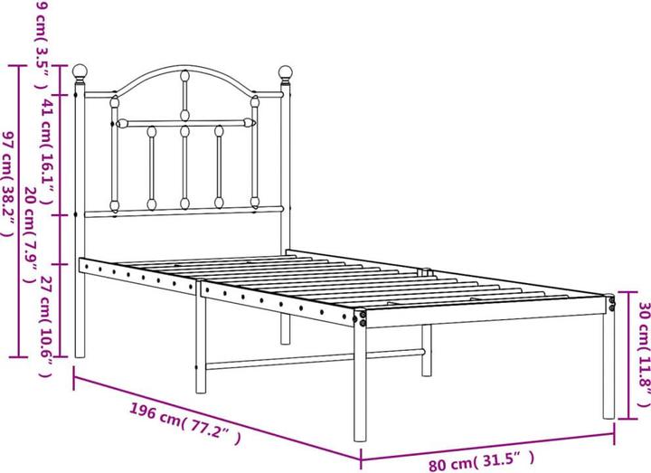 Produktbild vidaXL Bettgestell (75 x 190 cm)