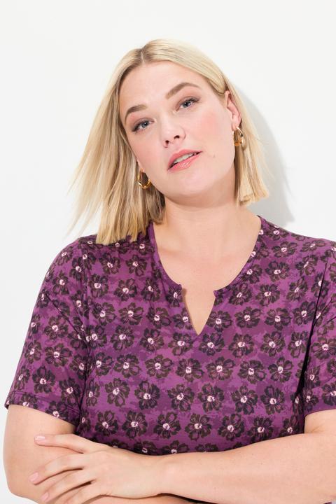 Produktbild Ulla Popken Jerseykleid, A-Linie, florales Muster, Tunika-Ausschnitt (46, 48)